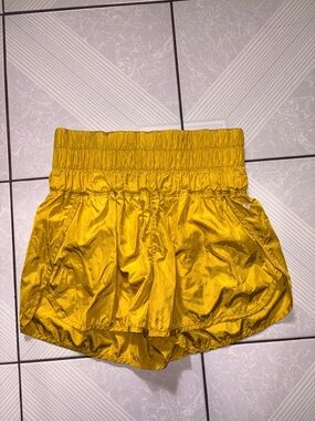 Free People Movement Mustard Yellow Women's High-Waist Shorts